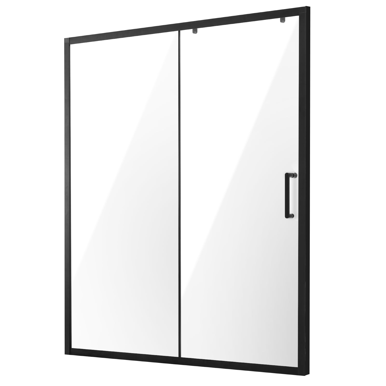 Semi-frameless Shower Door In Matte Black With Tempered Glass_voghion.com